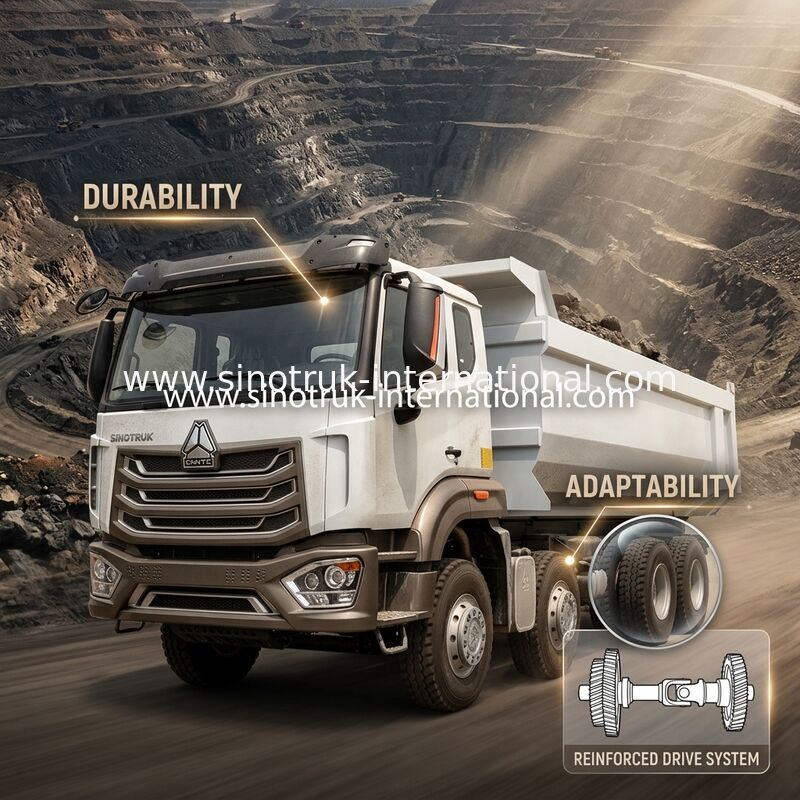 HOWO N7 LHD 12wheels 8X4 400HP Dump Truck For Mining