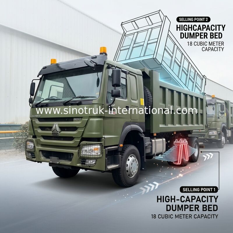 RHD 6×4 10wheels ZZ3257V3847B1R 400HP Green HOWO Tipper Truck High Horsepower