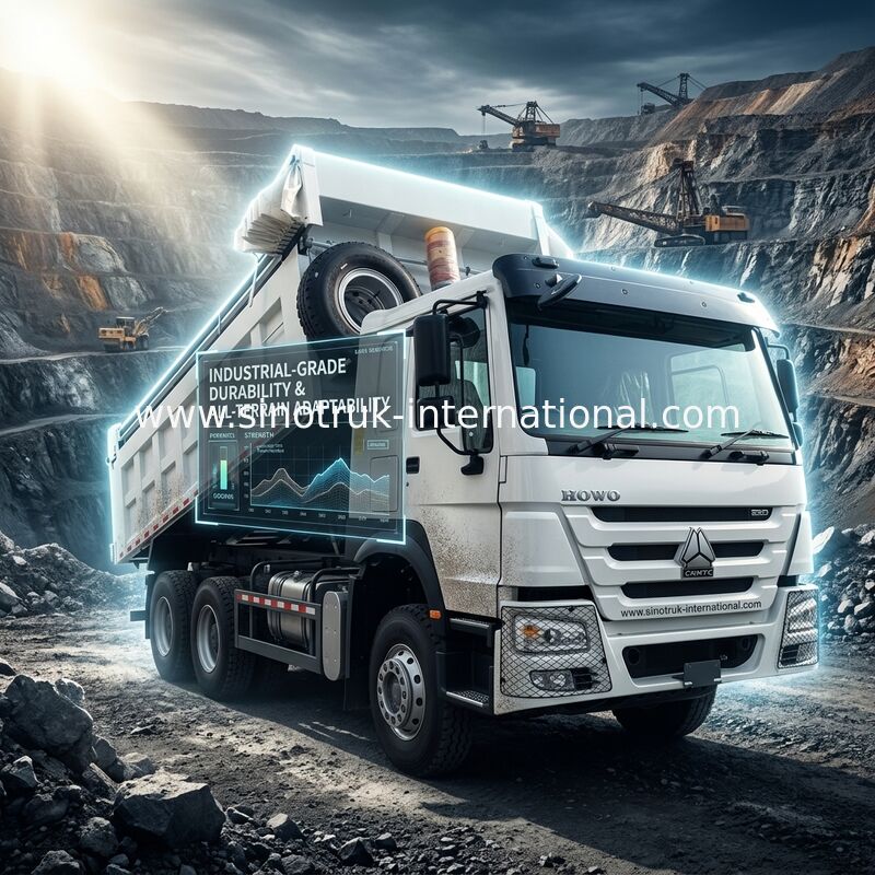Sinotruk Howo Tipper Dump Truck 380Hp 6 × 4  20CBM White With Automatic Tarpaulin