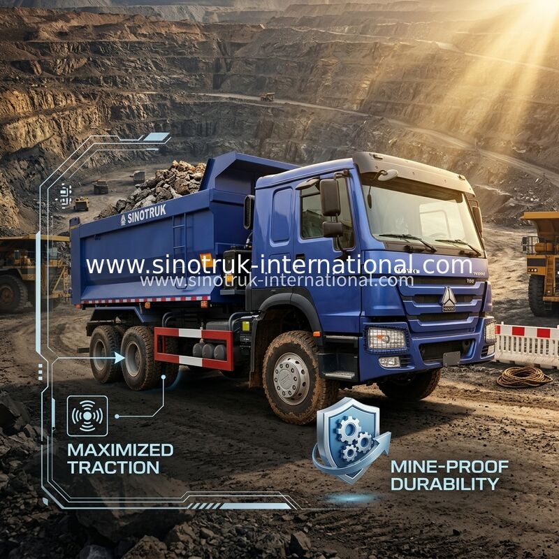 Full DriveLow Fuel Consumption 380HP Blue HOWO Tipper Truck RHD 6×6 10wheels