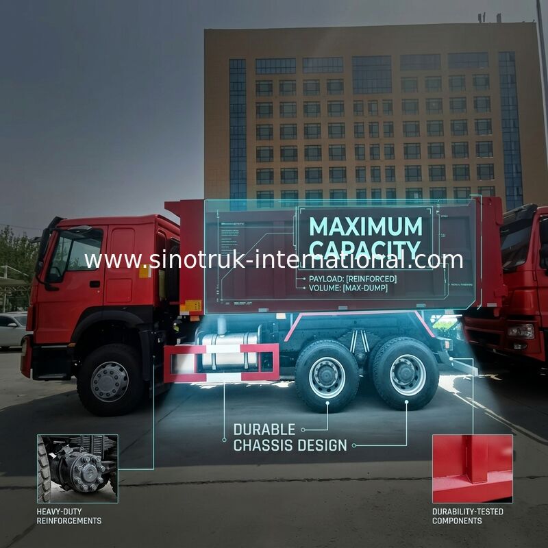 SINOTRUK HOWO Tipper Dump Truck RHD 6×4 336HP In Red Colour
