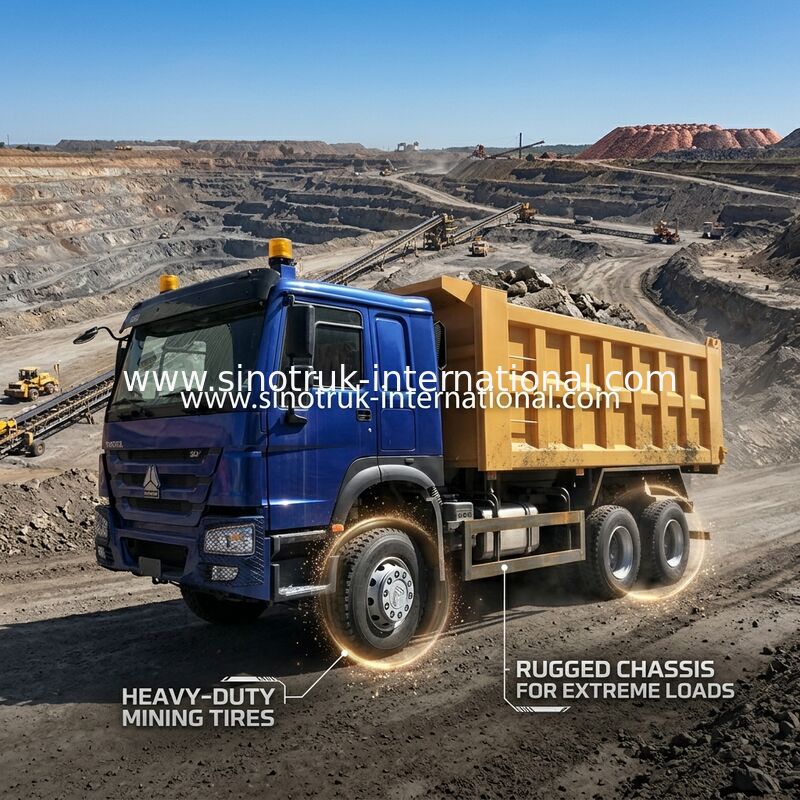 Blue Yellow SINOTRUK HOWO 400HP 6x4 TIPPER DUMP TRUCK LHD Euro II