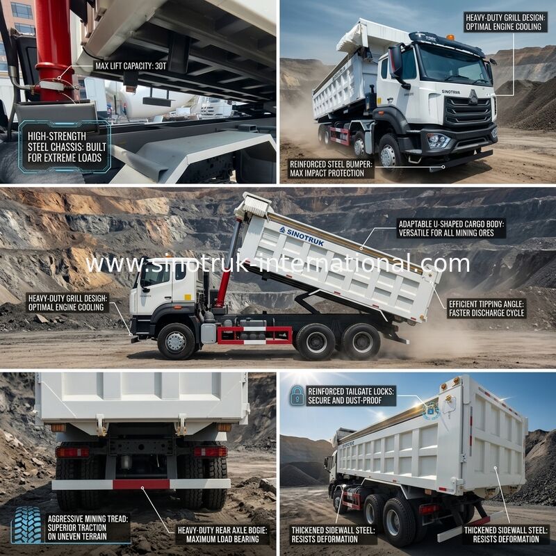 LHD 8×4 12 Wheels White HOWO Tipper Dump Truck High Horsepower 371HP