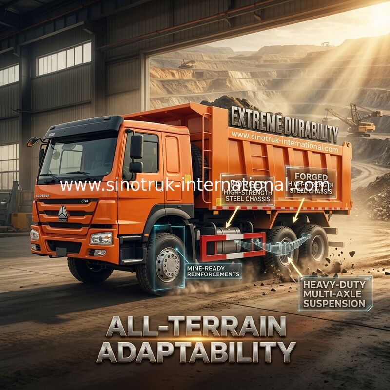 Sinotruk Howo Tipper Dump Truck Weichai 380Hp 6 × 4  5200 - 5800mm For Export