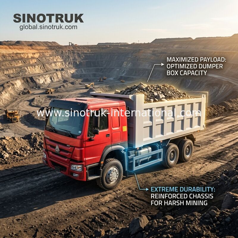 Sinotruk Howo Tipper Dump Truck 400Hp 6 × 4  20CBM Front Lifting Hydraulic Cylinder