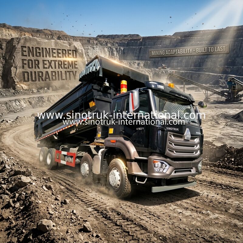 Sinotruk HOWO Tipper Dump Truck 8X4 371hp 12 Wheels Black N7 ZZ3317V386JB1R