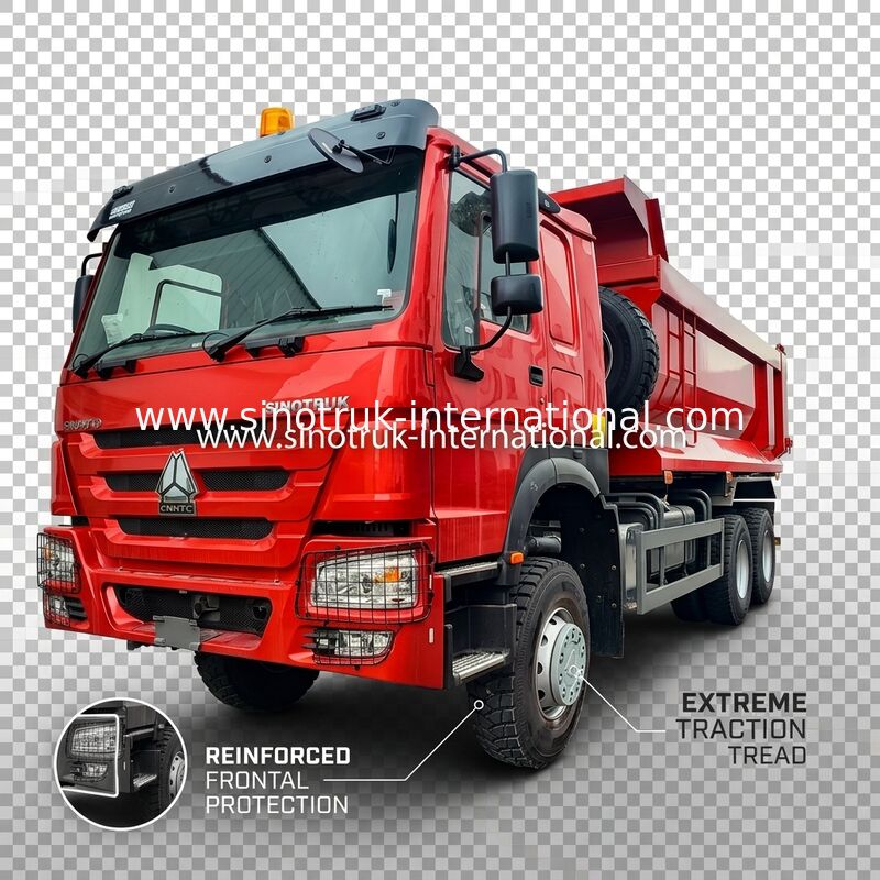 LHD 6×6 10wheels ZZ3257V4357B1R 380HP Red All-drive HOWO Tipper Truck High Horsepower Lowfuel Consumption
