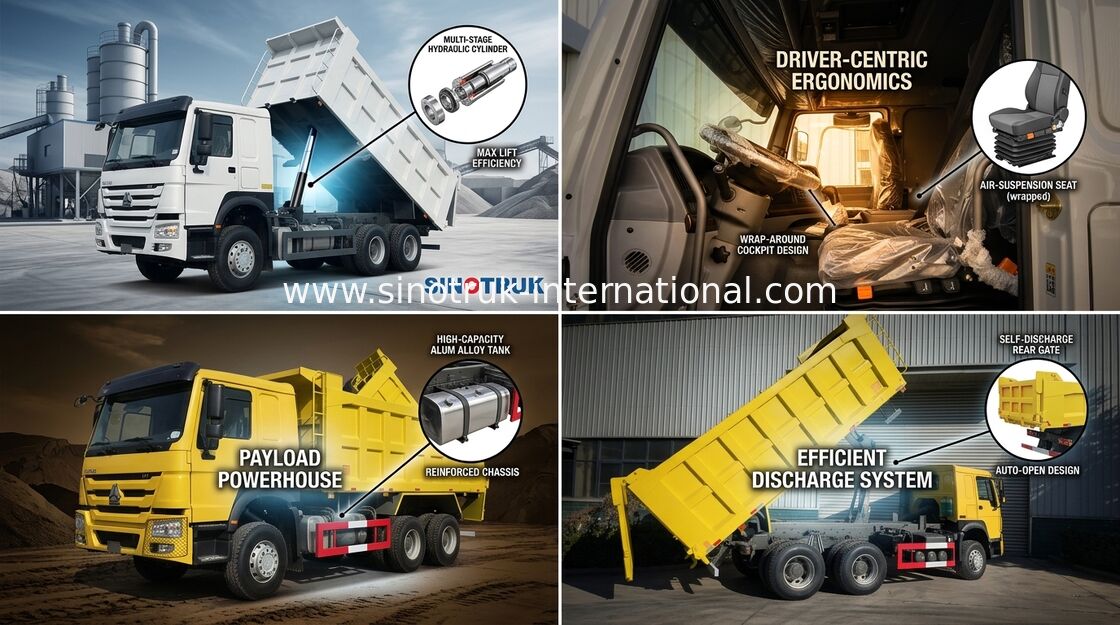 Sinotruk Howo 6 X 4 10 Wheels Tipper Dump Truck 400hp Middle Lifting