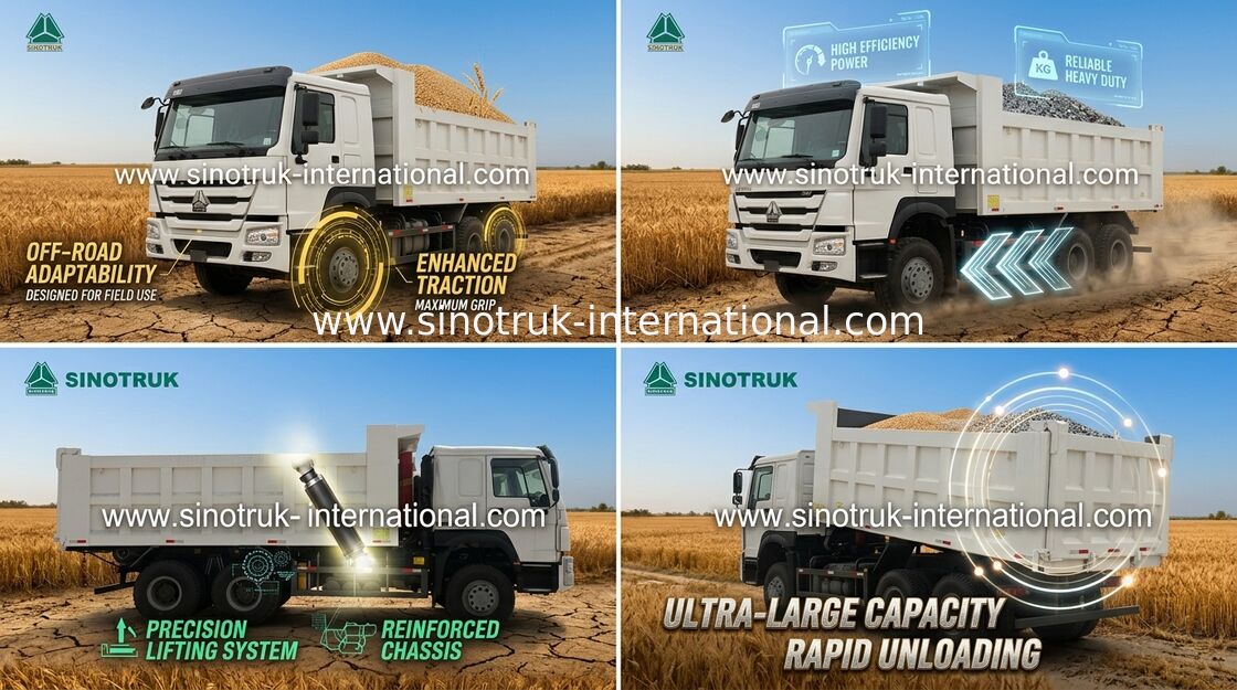 Mining Industry Tipper Dump Truck 10 Wheel 30 - 40Ton HYVA Front Lifiting Cylinder