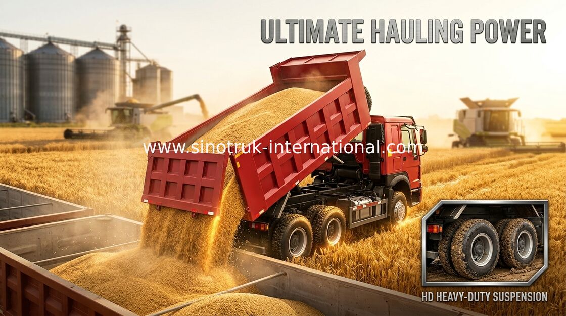 30 - 40 Tons Ten Wheel Tipper Dump Truck 10-25CBM Front Lifting Hydraulic Cylinder