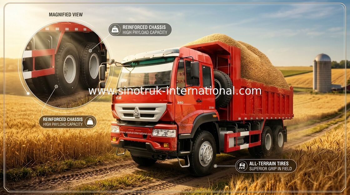 30 - 40 Tons 6X4 LHD Tipper Dump Truck with 10-25CBM Front Lifting Hydraulic Cylinder