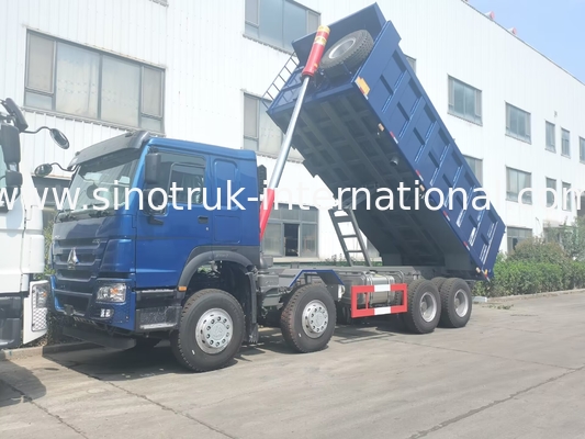 SINOTRUK HOWO LHD 12wheels 8X4 400HP Blue Dump Truck For Mining Front Lifting 50Tons