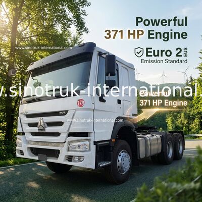 HOWO A7 Used Tractor Truck LHD 6X4 Euro 2 371 HP With Power Assisted Hydraulic Steering White