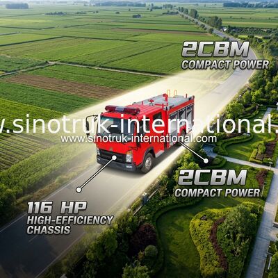 2CBM 4X2 116HP Fire Fighting Truck Agricultural Fire Engine Truck For Landscaping