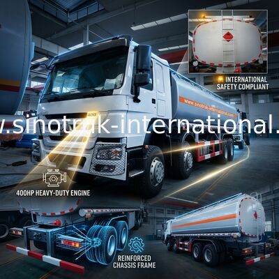 High Efficiency Oil Tank Truck 8X4 LHD Euro2 400HP 31000KG