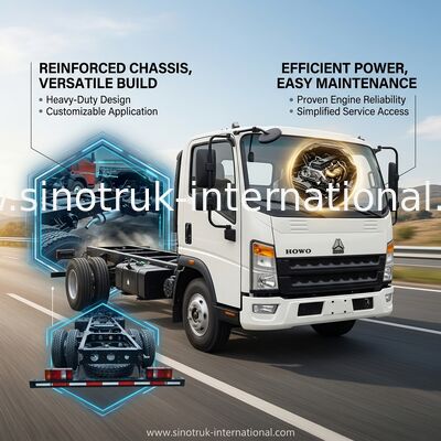 ZZ1047D3414C145 HOWO 4*2 Light Duty Trucks 116HP Chassis