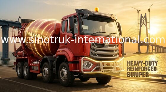 Red HOWO 8*4 Concrete Mixer: 371 Horsepower & Super-Large Loading Capacity