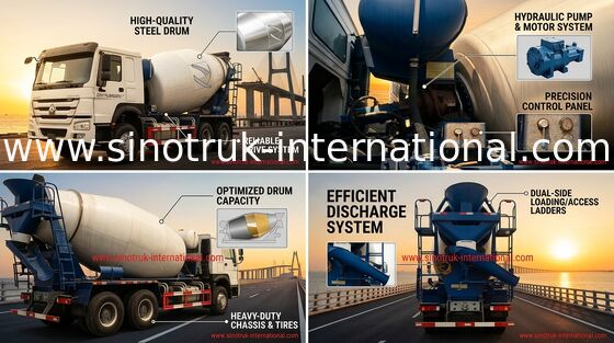 ZZ5257GJBM3841W Mobile Concrete Mixer Truck 10CBM WD615.87 290HP Engine