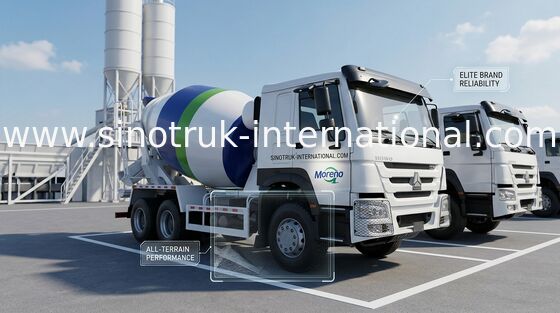 HOWO SINOTRUK Concrete Mixer Truck 371HP White Euro II ZZ1257N3841W