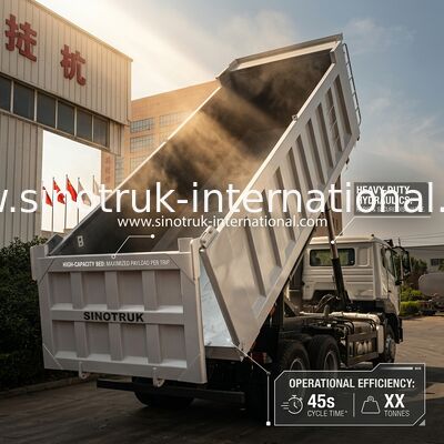SINOTRUK HOHAN Howo Tipper Dump Truck  Middle Lifting Weichai Engine 6 × 4 LHD Rectangular Cargo Box White  19-20CBM