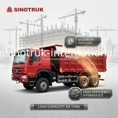 430HP Red HOWO 6*6 All-Wheel Drive Dump Truck with Ghost-Face Cab