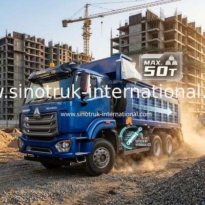 SINOTRUK HOHAN NEW HOWO 30 - 40 Tons RHD 10 Wheels Tarpaulin  For Construction Blue High Efficiency Lifting And Unloading