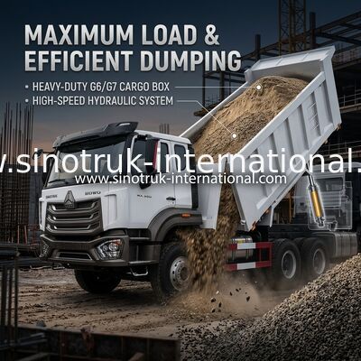 SINOTRUK HOHAN HOWO 380HP LHD Tipper Dump Truck 6X4 Patterned Style Cargo Box