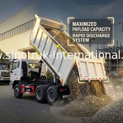 Sinotruk Howo / Hohan 6×4 Tipper Dump Truck 10 Wheels Rectangular Cargo Body 20CBM White Color