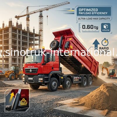 Sinotruk Howo Tipper Dump Truck Tx 400Hp Euro 2 8 × 4  Lhd U Shape Cargo Box Red