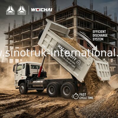 30 - 40 Tons RHD 10 Wheels Tarpaulin Sinotruk Howo 6x4 Tipper Truck For Construction
