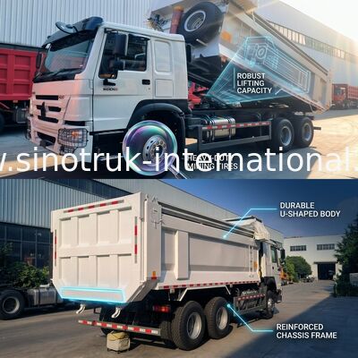Sinotruk Howo Tipper Dump Truck 400Hp 6 × 4 U Shape Tray With Automatic Tarpaulin
