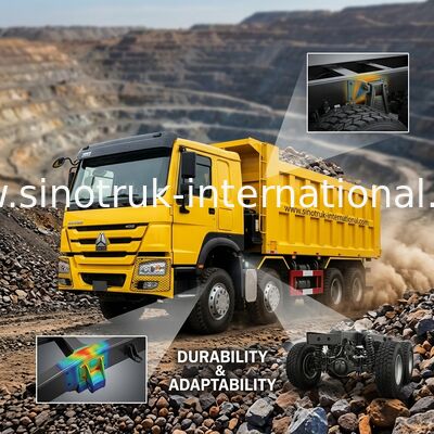 Sinotruk Howo Tipper Dump Truck 12 Wheels 400Hp 8 × 4 Mining RHD Yellow