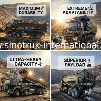 Black Howo Mining Tipper Dump Truck 20-50Tons 8 X 4 Euro 2 400Hp